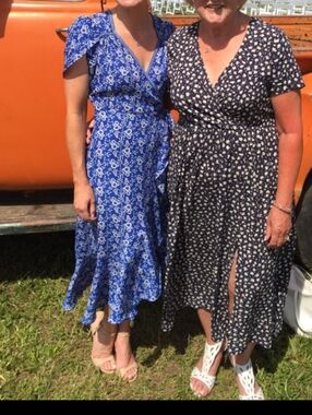 Max Studio Blue Floral Wrap Dress
